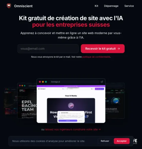 Aperçu du kit de création de site web
